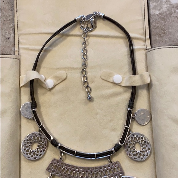 Silver/Brown Statement Necklace - Picture 3 of 3